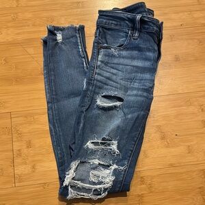 Distressed Blue Jeans